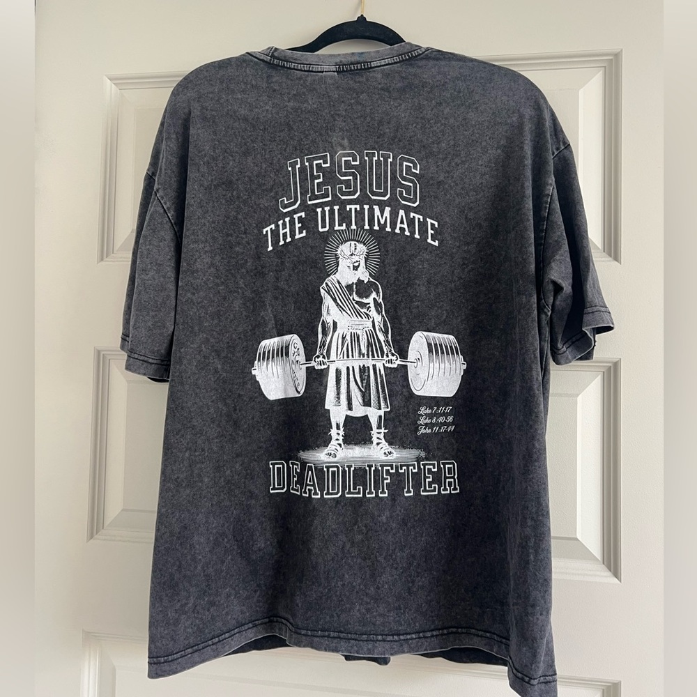 Christian Gym T-shirt Pump Cover Jesus Deadlift